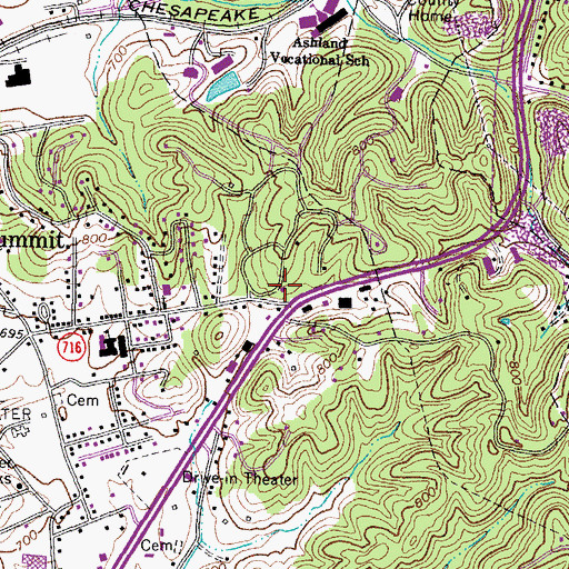 Topographic Map of Kentucky State Police Post 14, KY