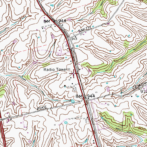Topographic Map of Kentucky State Police Post 6, KY
