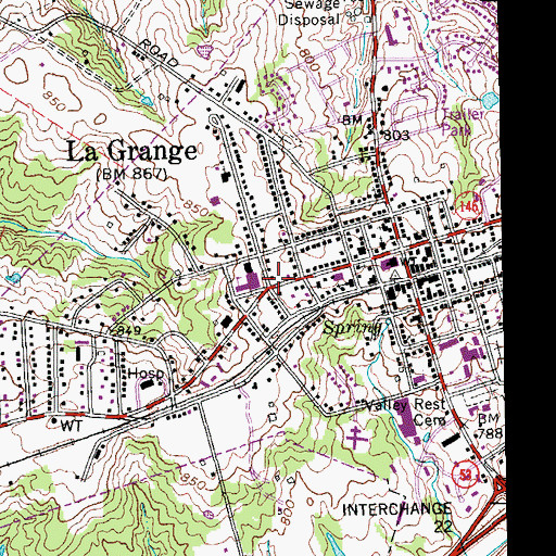 Topographic Map of La Grange Police Department, KY
