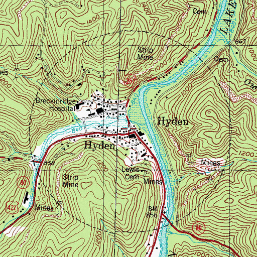 Topographic Map of Leslie County Sheriff's Office, KY