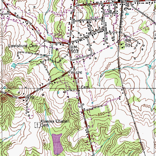 Topographic Map of Lewisburg Police Department, KY