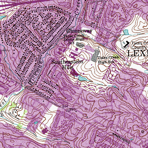 Topographic Map of Lexington Division of Police - East Sector, KY