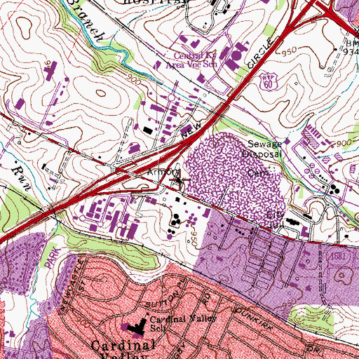 Topographic Map of Lexington Division of Police - West Sector, KY