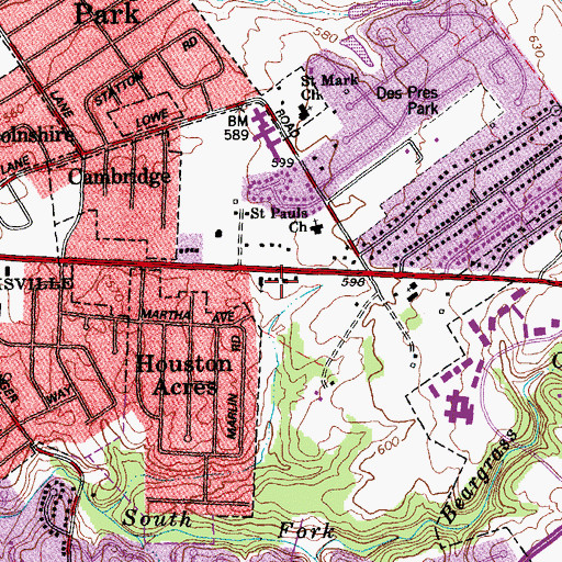 Topographic Map of Lincolnshire Police Department, KY