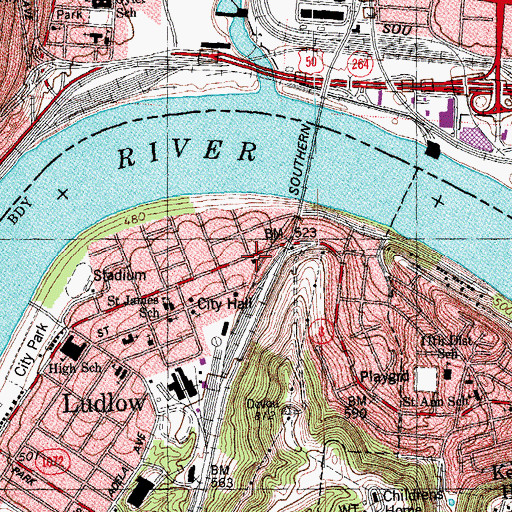 Topographic Map of Ludlow Police Department, KY