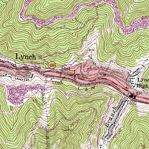 Topographic Map of Lynch Police Department, KY