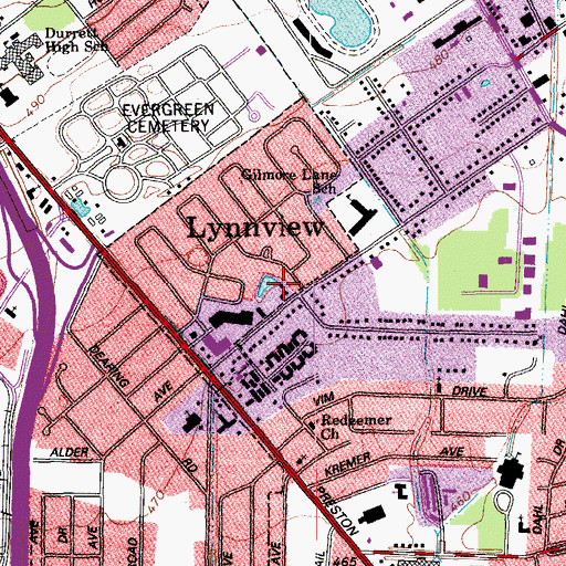 Topographic Map of Lynnview Police Department, KY