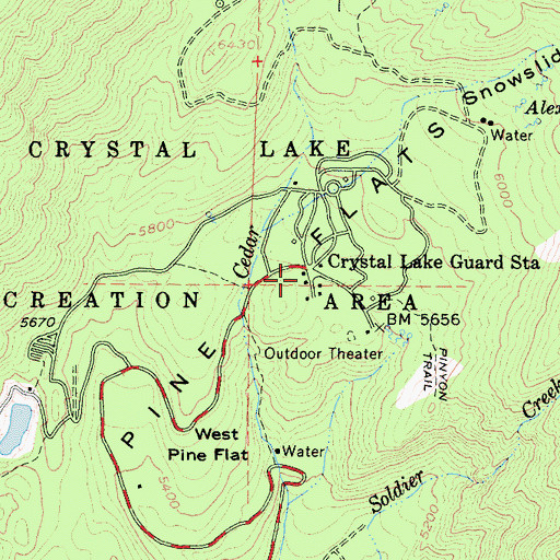 Topographic Map of Yerba Santa Amphitheater, CA