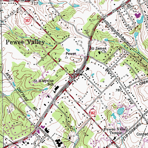Topographic Map of Pewee Valley Police Department, KY