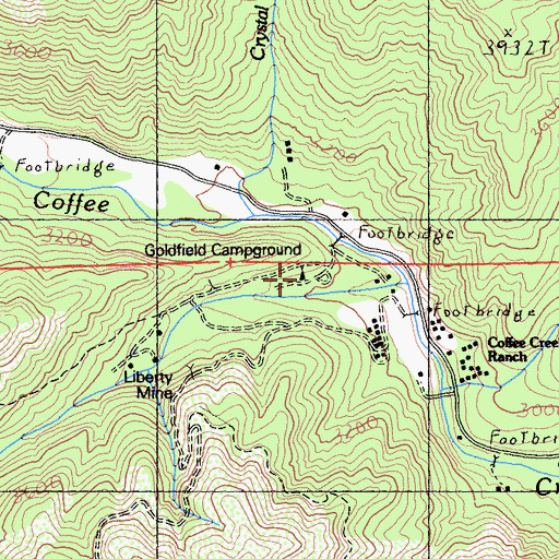 Topographic Map of Goldfield Campground, CA