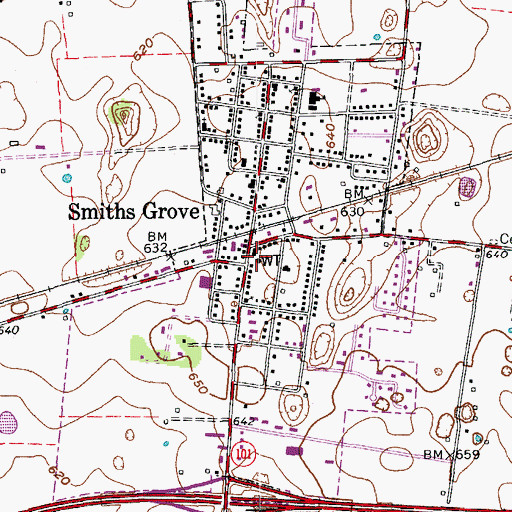 Topographic Map of Smiths Grove Police Department, KY