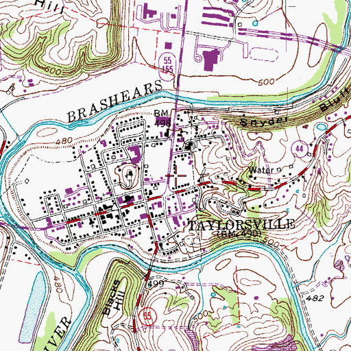 Topographic Map of Taylorsville Police Department, KY