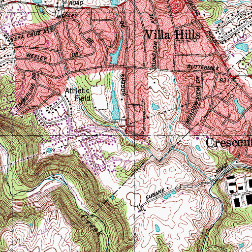 Topographic Map of Villa Hills Police Department, KY