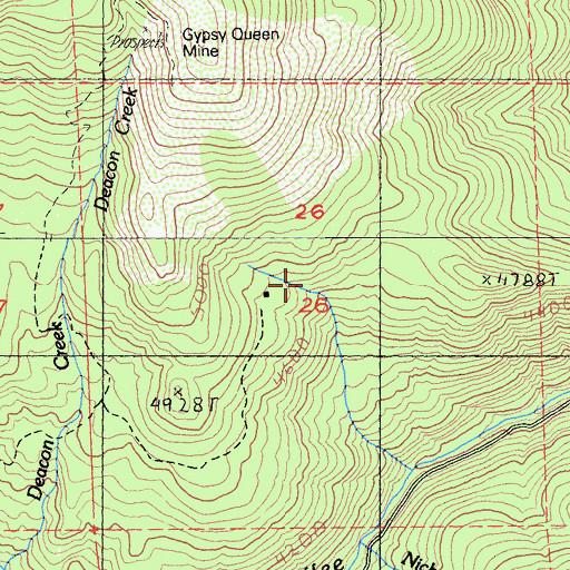 Topographic Map of Lady Slipper Mine, CA