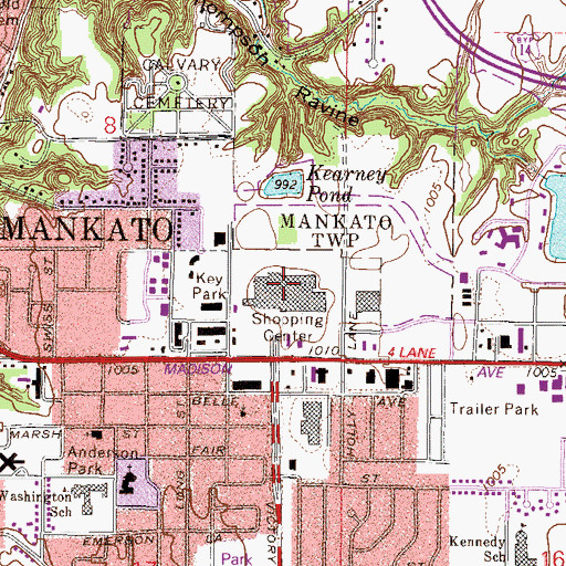 Topographic Map of Madison East Post Office, MN