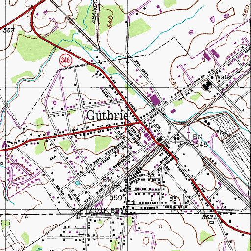Topographic Map of Guthrie Post Office, KY