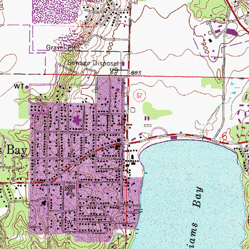 Topographic Map of Williams Bay Post Office, WI