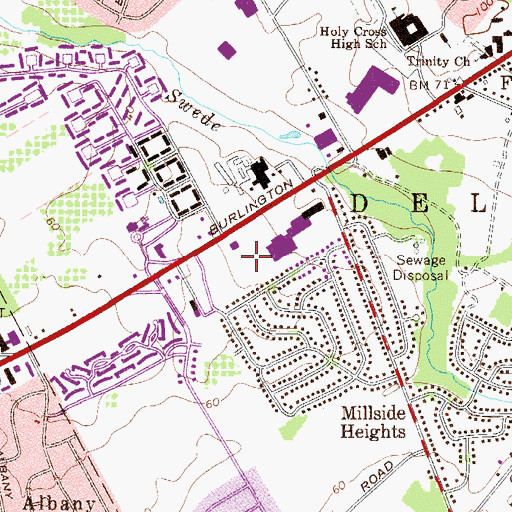 Topographic Map of Delran Post Office, NJ