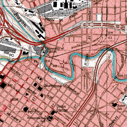 Topographic Map of Harris County Baker Jail Facility, TX