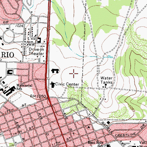 Topographic Map of Del Rio Post Office, TX