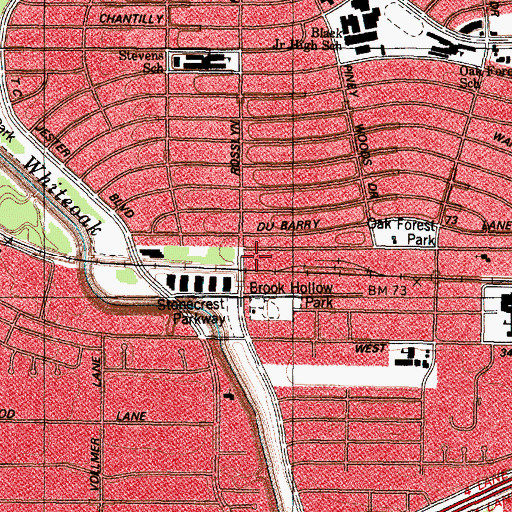 Topographic Map of Oak Forest Post Office, TX