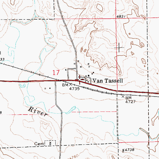 Topographic Map of Van Tassell Post Office, WY