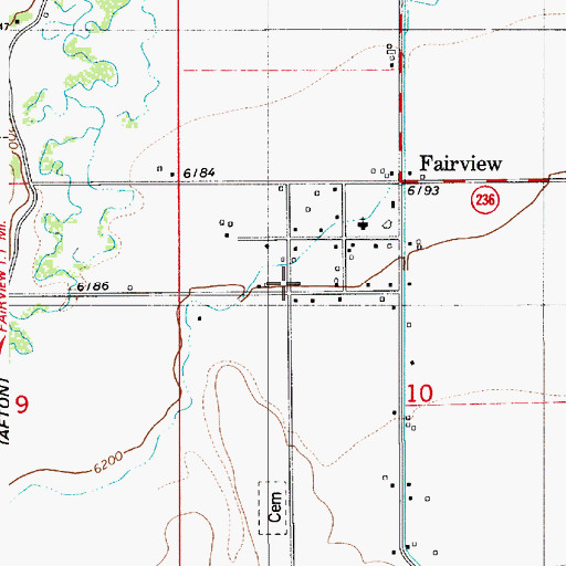 Topographic Map of Fairview Post Office, WY