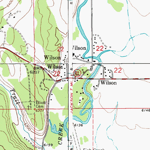 Topographic Map of Wilson Post Office, WY