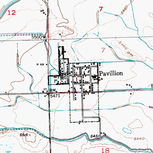 Topographic Map of Pavillion Post Office, WY