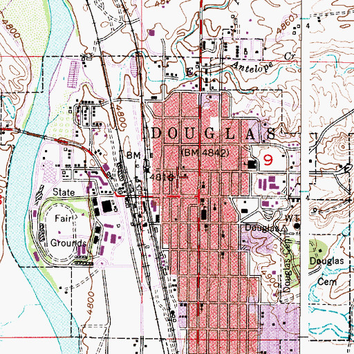 Topographic Map of Douglas Post Office, WY