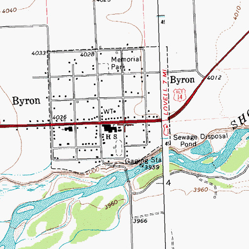 Topographic Map of Byron Post Office, WY