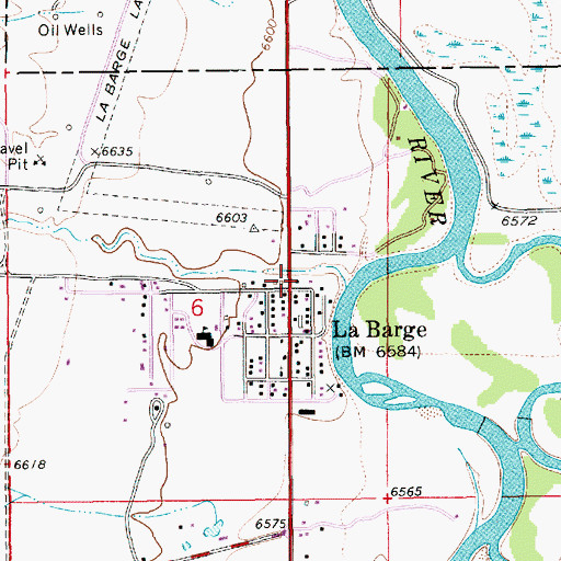 Topographic Map of La Barge Post Office, WY