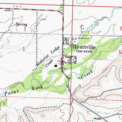 Topographic Map of Hyattville Post Office, WY