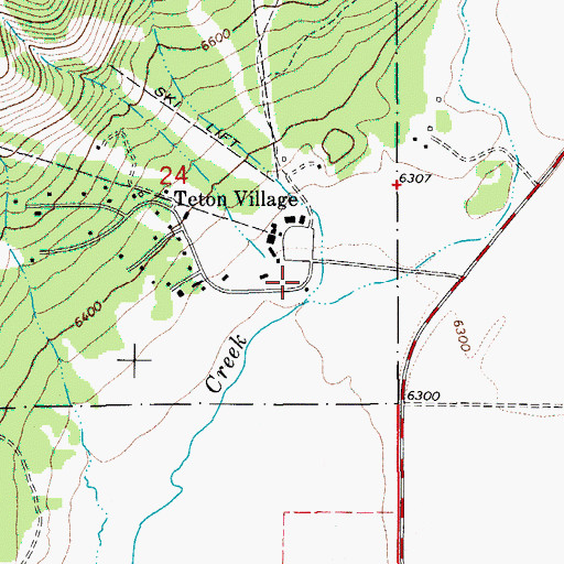 Topographic Map of Teton Village Post Office, WY