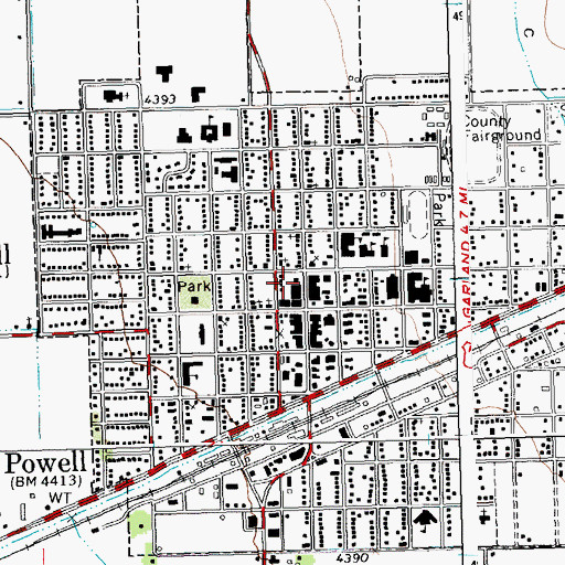 Topographic Map of Powell Post Office, WY