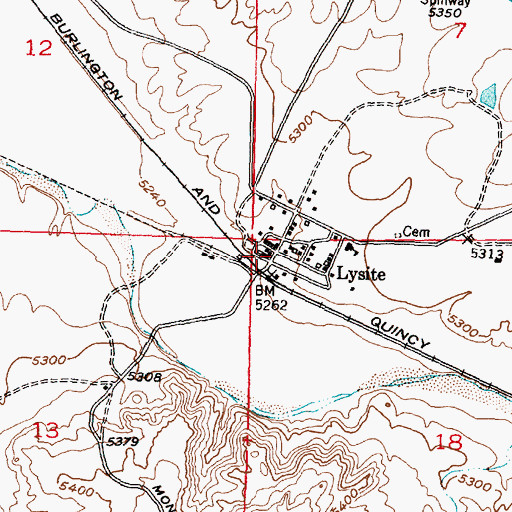 Topographic Map of Lysite Post Office, WY
