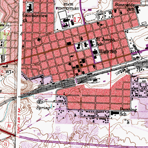 Topographic Map of Rawlins Post Office, WY