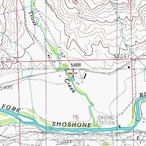 Topographic Map of Wapiti Post Office, WY