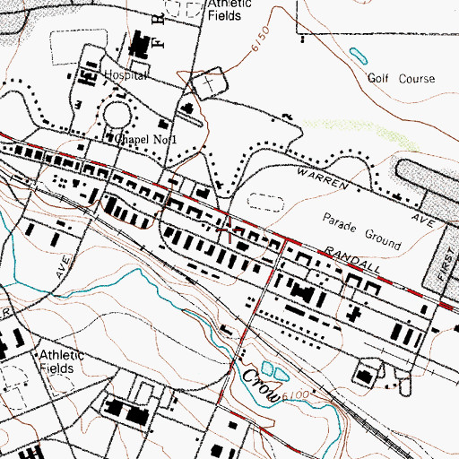 Topographic Map of Fe Warren Air Force Base Post Office, WY