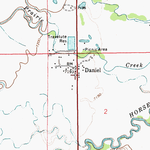 Topographic Map of Daniel Post Office, WY