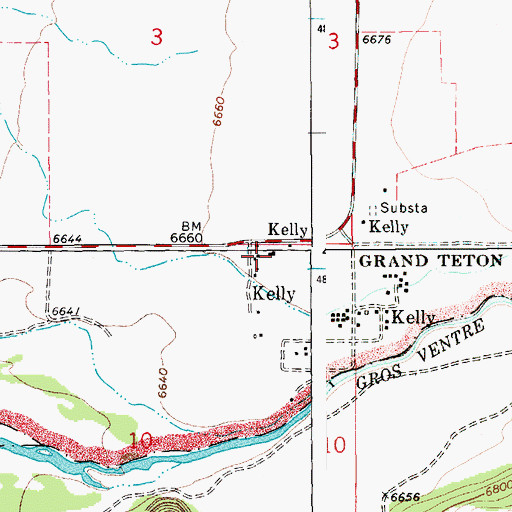 Topographic Map of Kelly Post Office, WY