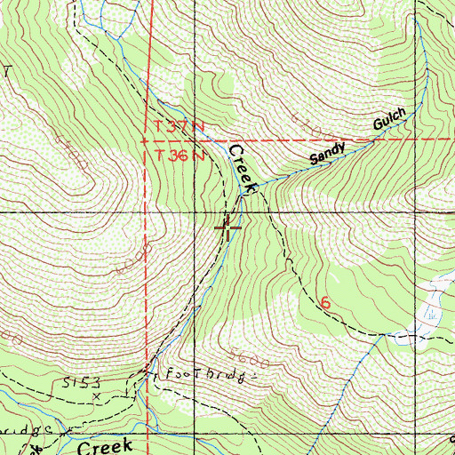 Topographic Map of Sandy Gulch, CA