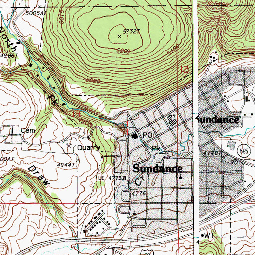 Topographic Map of Sundance Post Office, WY
