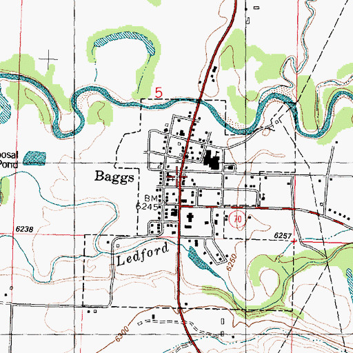 Topographic Map of Baggs Post Office, WY