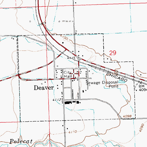 Topographic Map of Deaver Post Office, WY