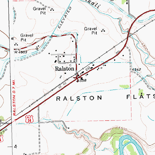 Topographic Map of Ralston Post Office, WY