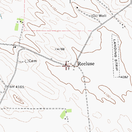 Topographic Map of Recluse Post Office, WY