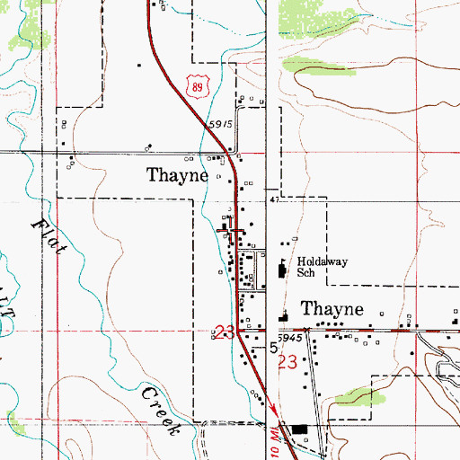 Topographic Map of Thayne Post Office, WY