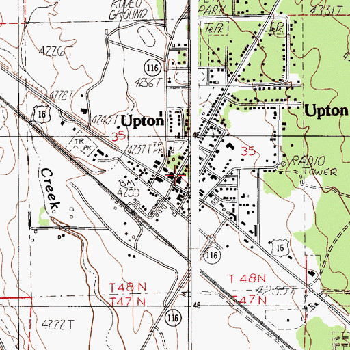 Topographic Map of Upton Post Office, WY