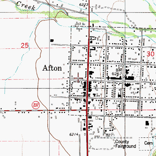 Topographic Map of Afton Post Office, WY